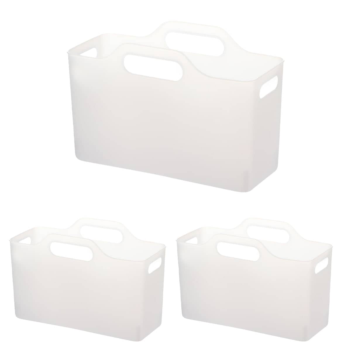 Set of 3 Portable PE Storage Baskets with Handles - Clear