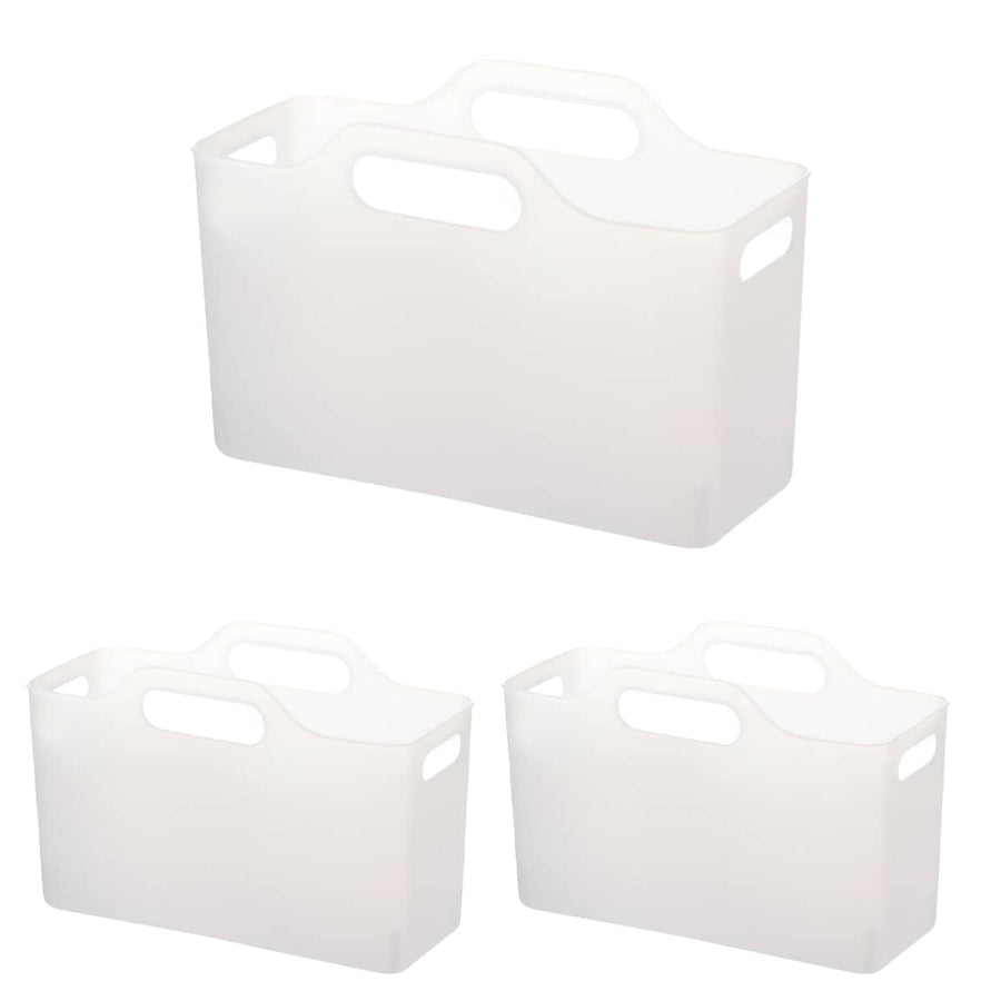 Set of 3 Portable PE Storage Baskets with Handles - Clear