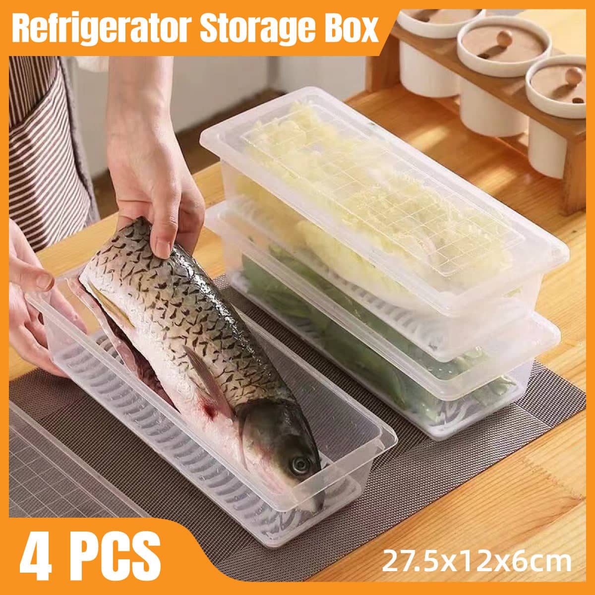 Set of 4 Airtight Food Storage Containers for Fridge and Freezer with Snap Lock Lids