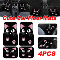 Set of 4 Car Floor Mats with Cute Cat Design, Anti Slip and Waterproof