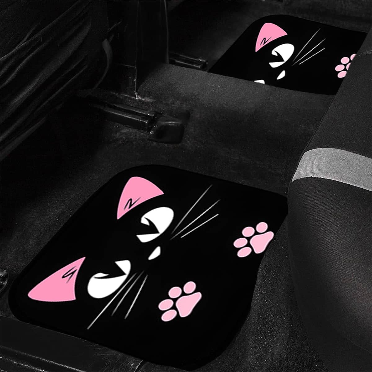 Set of 4 Car Floor Mats with Cute Cat Design, Anti Slip and Waterproof - view 4