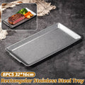 Set of 4 Grey Rectangular Stainless Steel Serving Trays for Kitchen and Dining