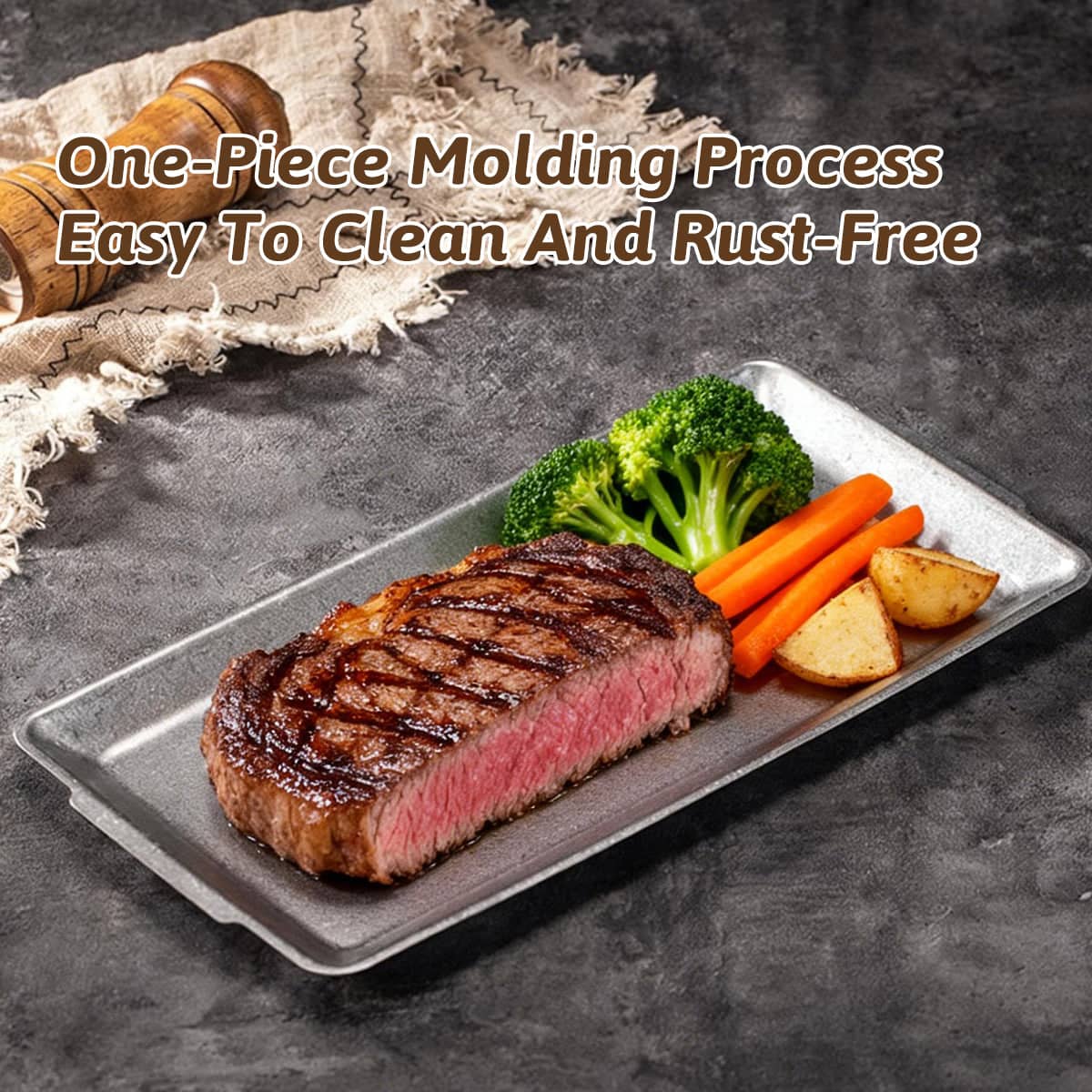 Set of 4 Grey Rectangular Stainless Steel Serving Trays for Kitchen and Dining - view 4