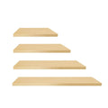 Set of 4 Wall Mounted Floating Shelves, Waterproof Laminate - Natural Wood