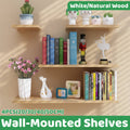 Set of 4 Wall Mounted Floating Shelves, Waterproof Laminate - Natural Wood - view 2
