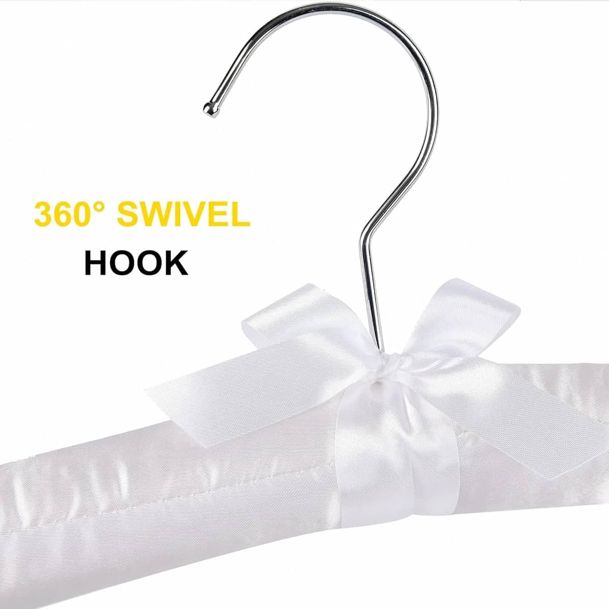 Set of 4 Wooden Clothes Hangers with Silk Wrapping and 360 Degree Swivel Hook - view 4