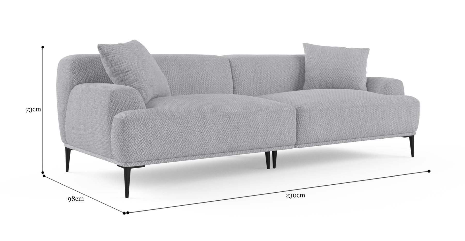 Brosa Seta 4 Seater Sofa (Gainsboro Grey)