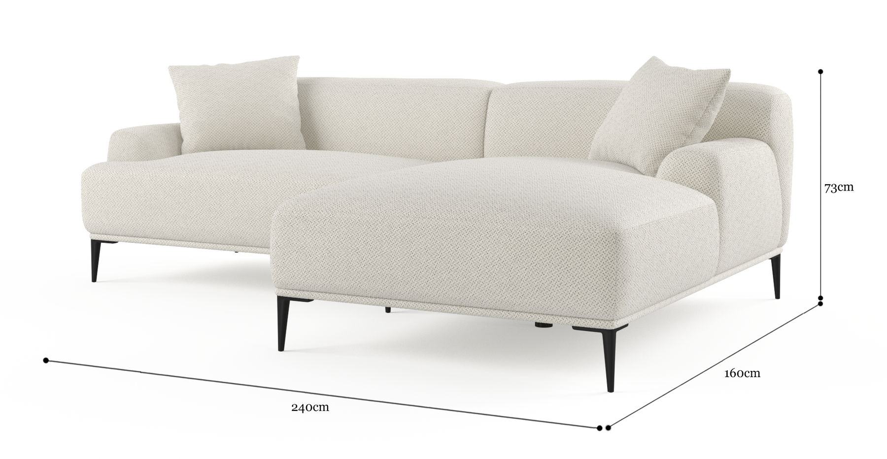 Brosa Seta 4 Seater Sofa with Chaise (Seashell White; Right Chaise)