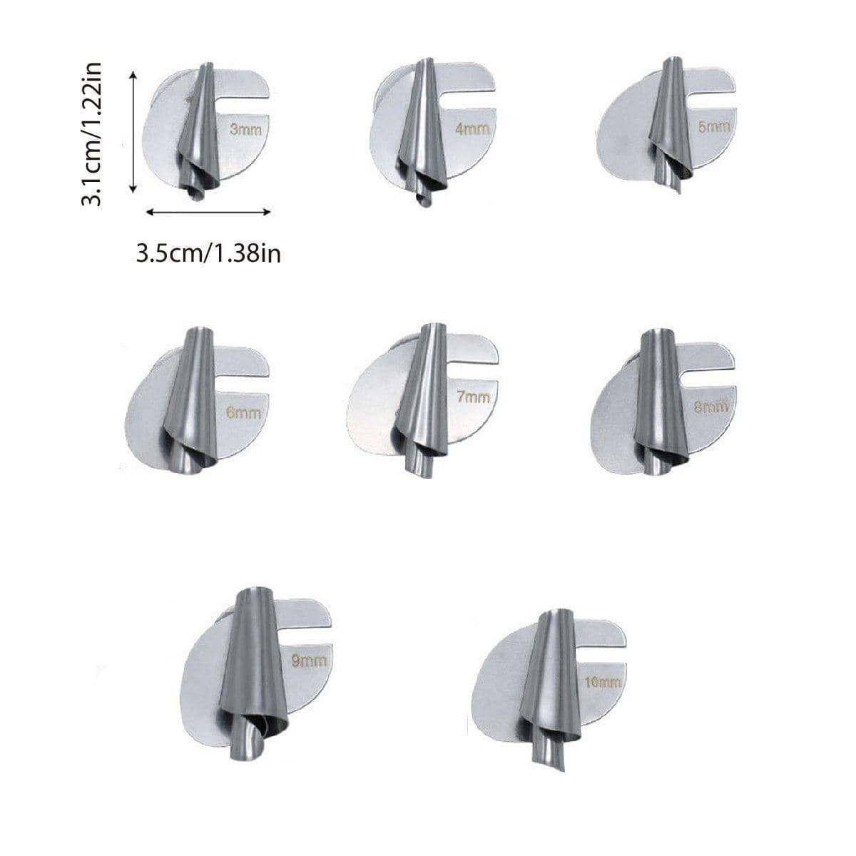 Sewing Machine Spiral Flanger Rolled Hem Set, 8 Pieces (3 mm to 10 mm) - view 3