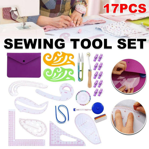 Sewing Ruler Set with Curve Rulers for Pattern Making, 17 Piece