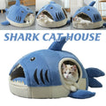 Shark Cat Bed Cave for Cats and Small Dogs - Blue