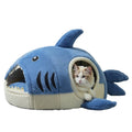 Shark Cat Bed Cave for Cats and Small Dogs - Blue - view 2