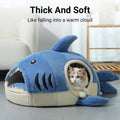 Shark Cat Bed Cave for Cats and Small Dogs - Blue - view 4