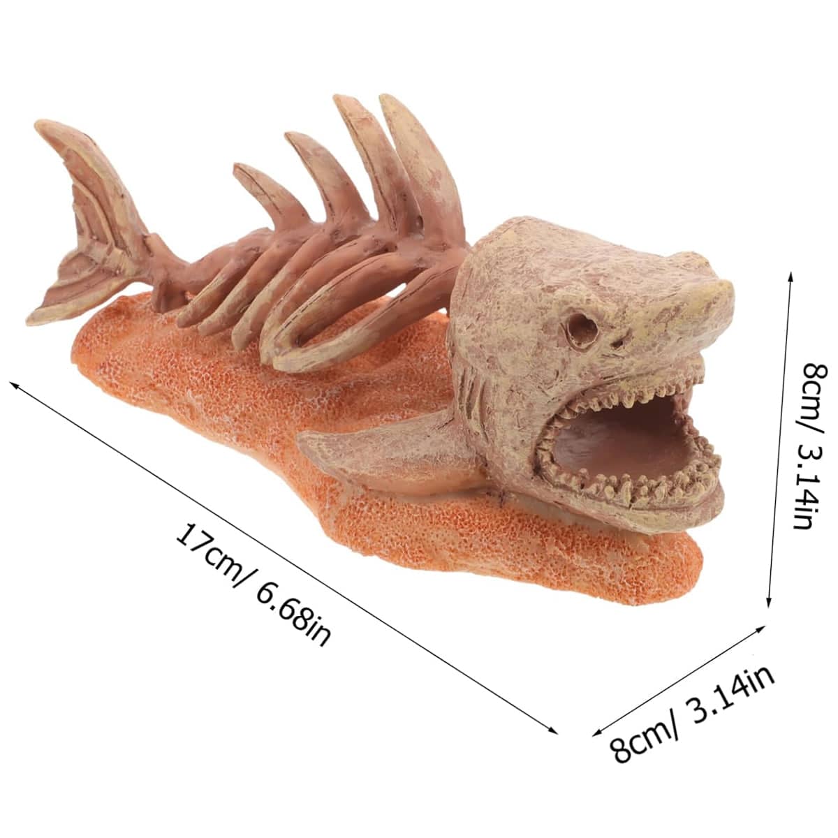 Shark Skeleton Aquarium Ornament in Beige Resin, 17 x 8 x 8 cm - view 3