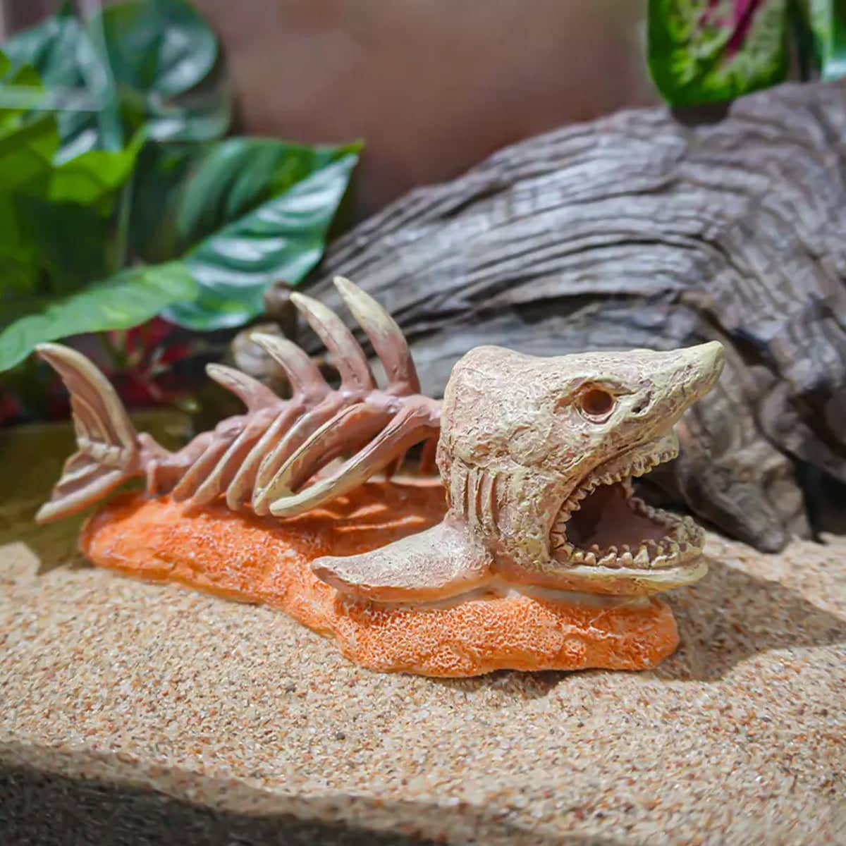 Shark Skeleton Aquarium Ornament in Beige Resin, 17 x 8 x 8 cm - view 5