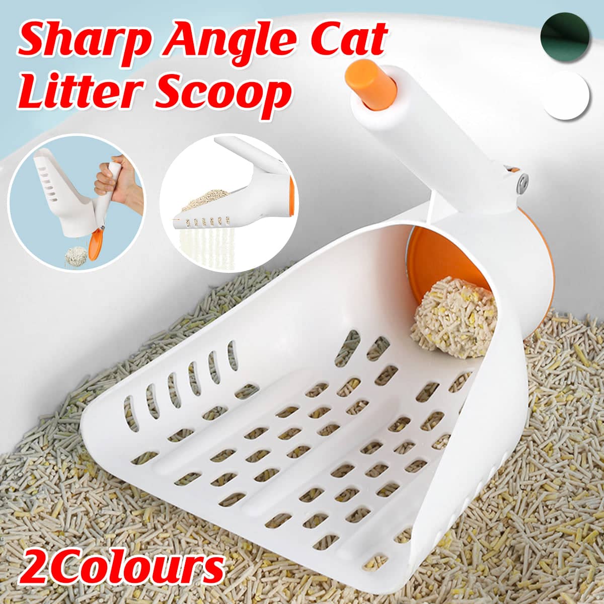Sharp Angle Cat Litter Scoop, Green - 20.5 x 16 x 20 cm - view 2