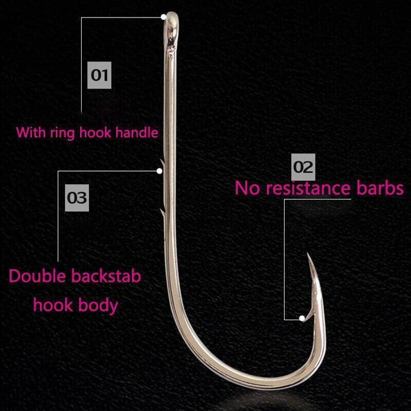Sharpened Baitholder Fishing Hooks, Barbed Long Shank - Size 4/0, Pack of 100 - view 4