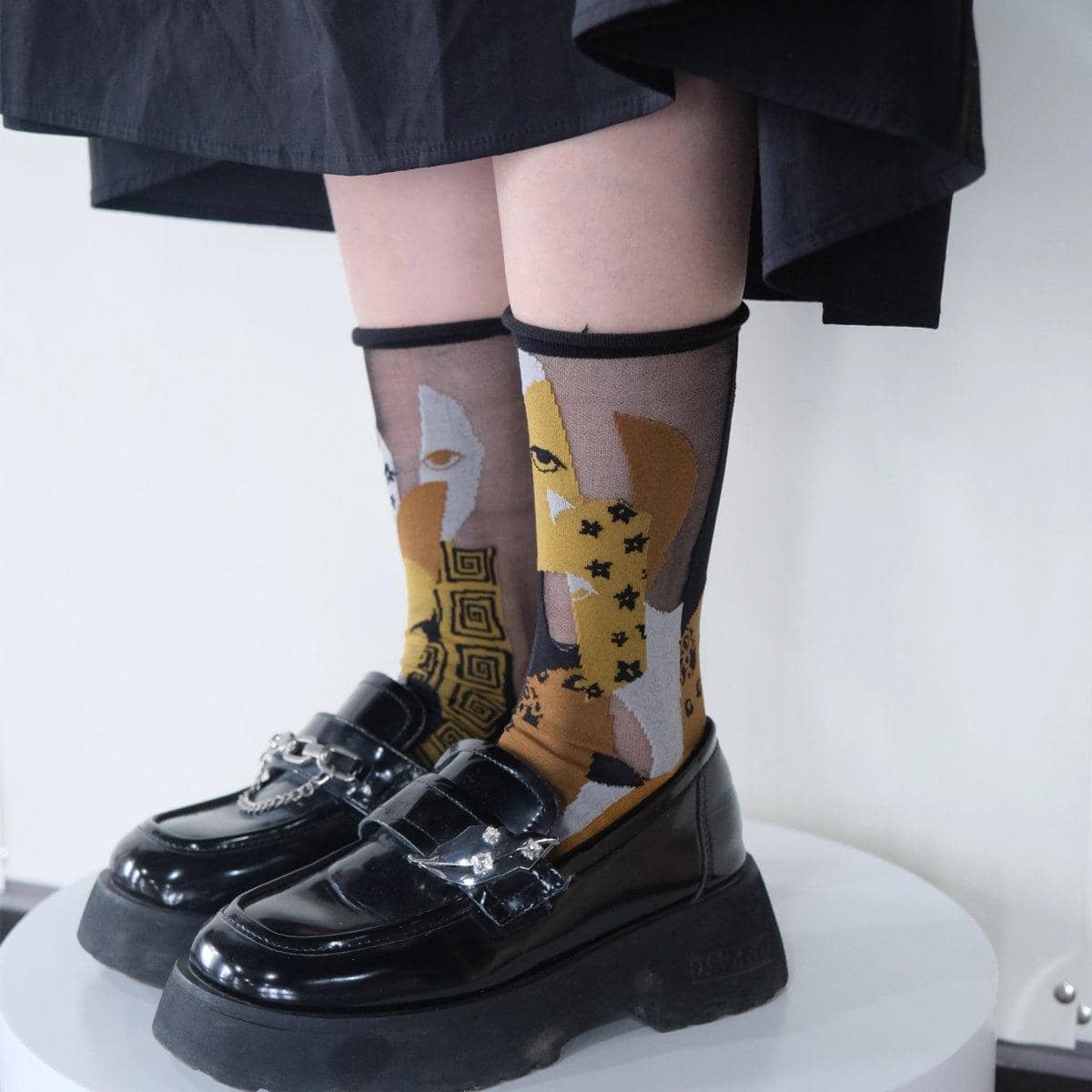 Sheer Glass Silk Socks with Abstract Prints, Unisex, Pack of 5 Pairs - view 5