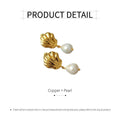 Shell Stud Earrings with Pearl Drop in Copper for Women - view 3