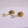 Shell Stud Earrings with Pearl Drop in Copper for Women - view 5
