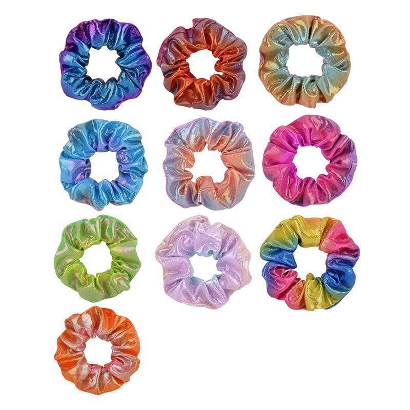 Shiny Metallic Elastic Hair Scrunchies Ponytail Holders, Pack of 10 - view 2