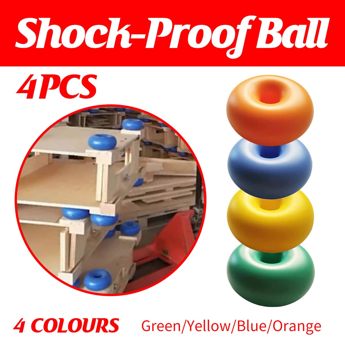 Shock Absorbing Pallet Protection Balls, Pack of 4 - Green - view 2