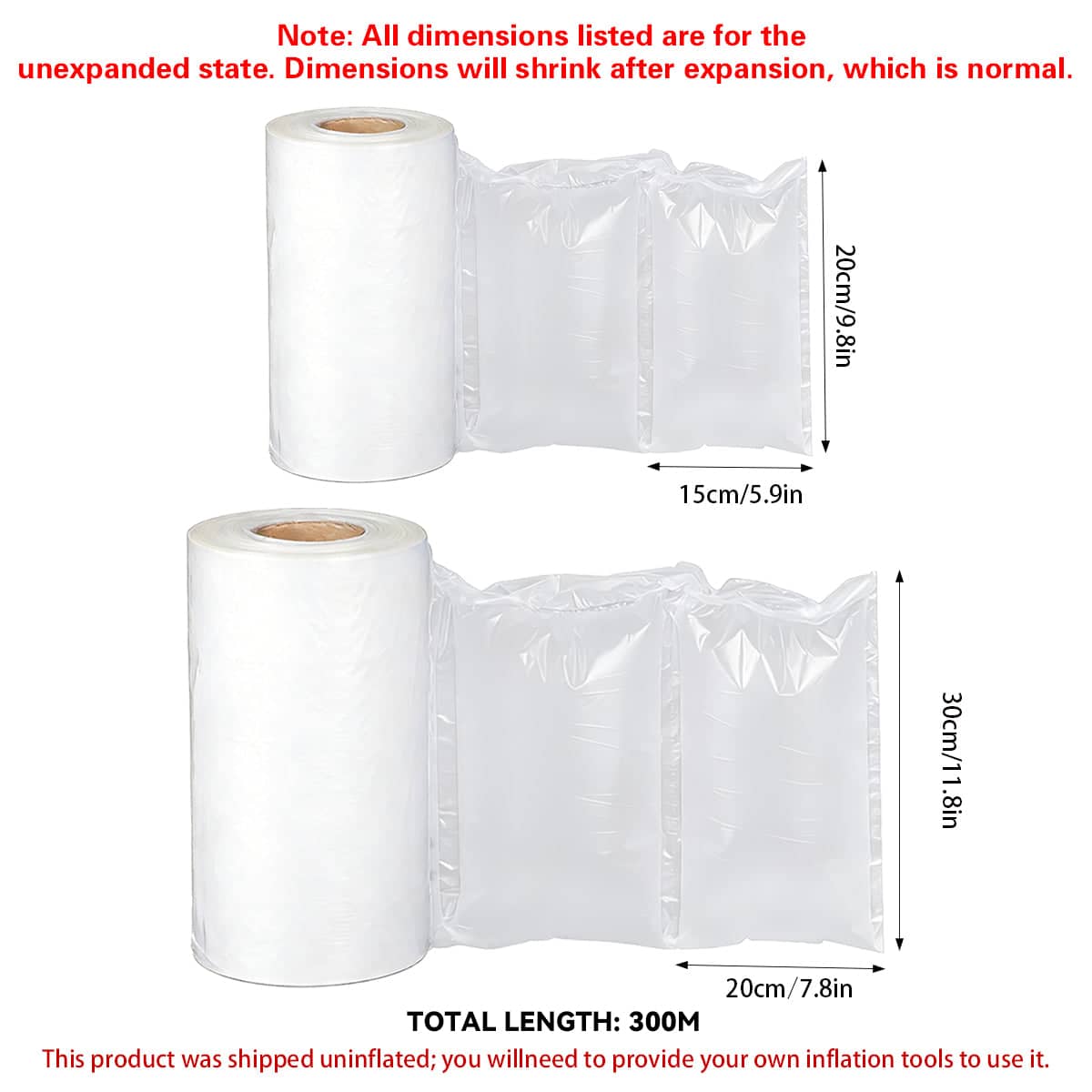 Shockproof Clear Air Column Bag Roll, 20 x 30 cm Protective Cushion - view 4