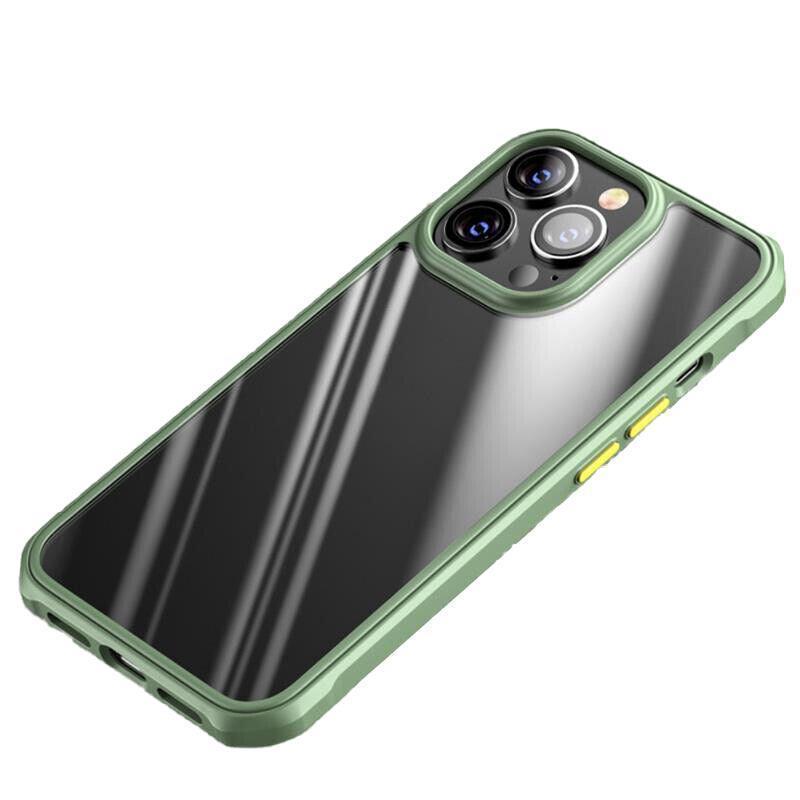 Shockproof Clear Bumper Phone Case for iPhone 12 - Green