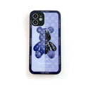 Shockproof Glass Phone Case with Lanyard, Blue Robot Bear - iPhone 14 Pro