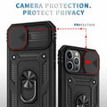 Shockproof Ring Holder Phone Case with Camera Slide for iPhone 11 Pro Max - Red - view 3