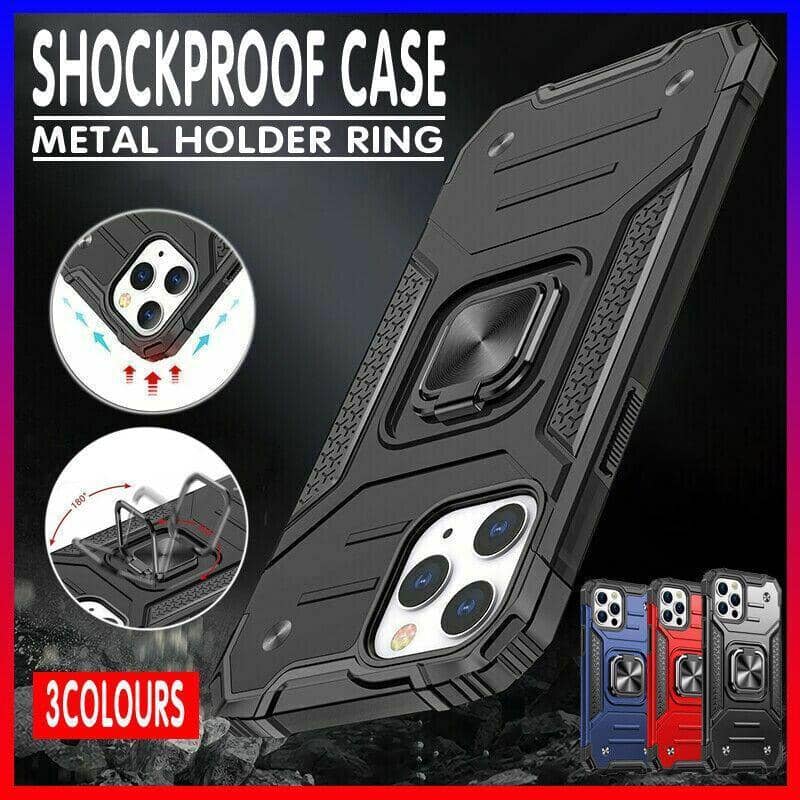 Shockproof Ring Holder Phone Case for iPhone 14 Plus - Black - view 2