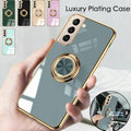 Shockproof Ring Holder Phone Case - Light Pink, for Samsung Galaxy S22 Ultra - view 2