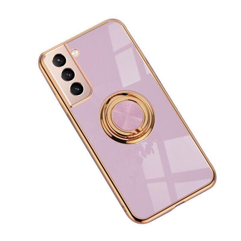 Shockproof Ring Holder Phone Case - Light Purple, for Samsung Galaxy S22 Ultra