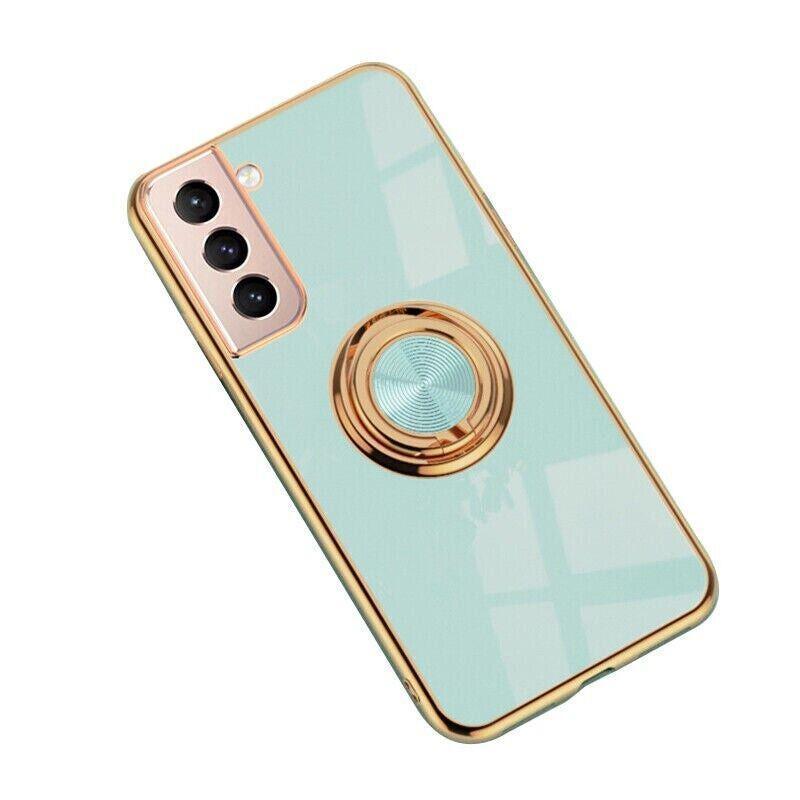 Shockproof Ring Holder Phone Case for Samsung Galaxy A73 - Mint Green