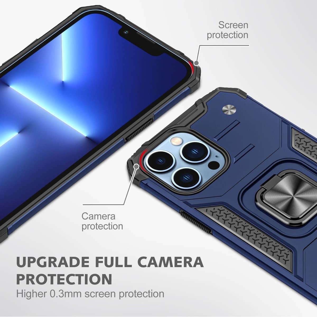 Shockproof Ring Phone Case for iPhone 14 Pro - Blue - view 4