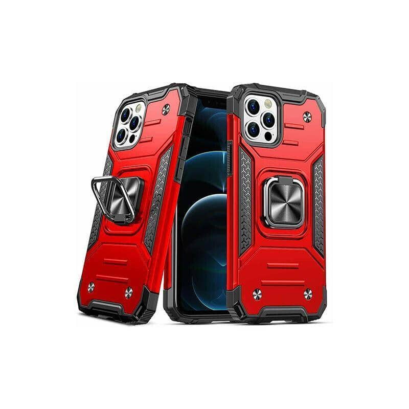 Shockproof Ring Phone Case for iPhone 14 Pro - Red