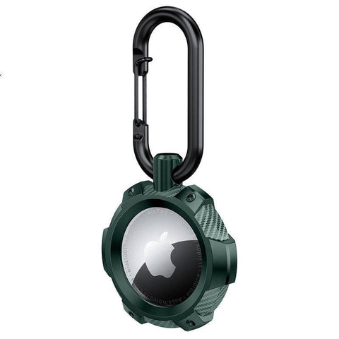 Shockproof Silicone Case for AirTag with Carabiner - Dark Green