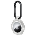 Shockproof Silicone Case for AirTag with Carabiner - White