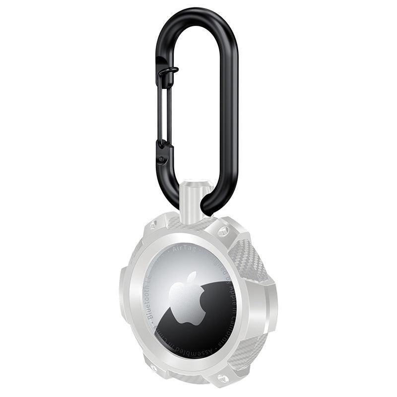Shockproof Silicone Case for AirTag with Carabiner - White