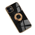 Shockproof Silicone Phone Case with Ring Stand - Black, for iPhone 14 Pro Max