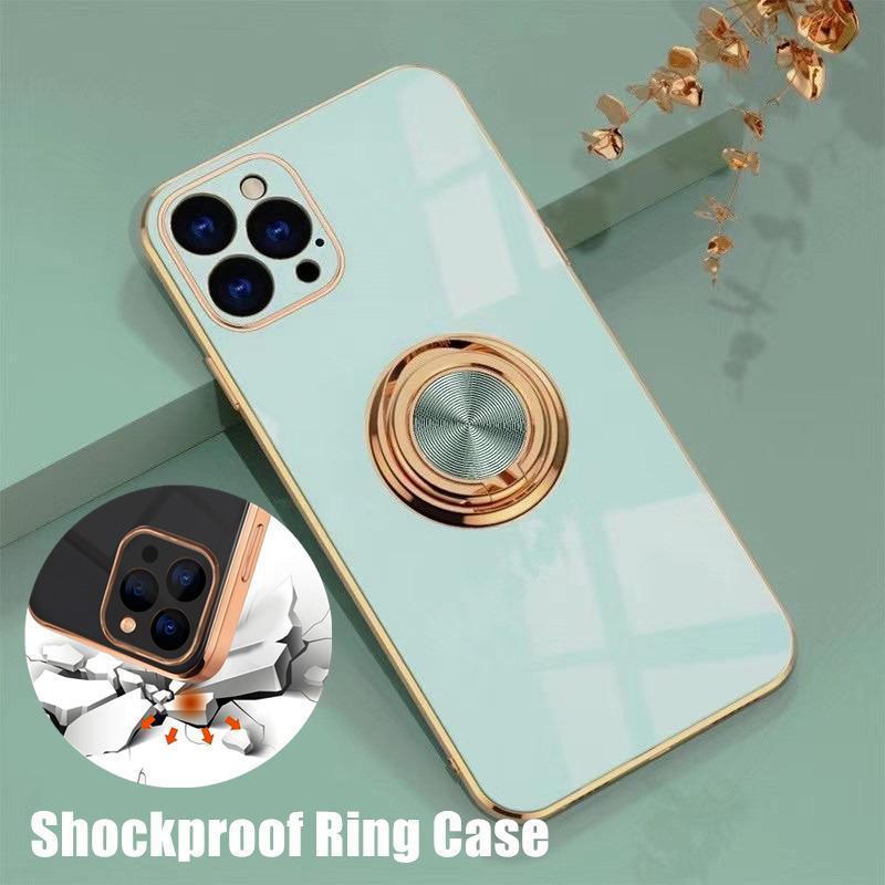 Shockproof Silicone Phone Case with Ring Stand - Light Cyan, for iPhone 13 Mini - view 2