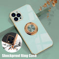 Shockproof Silicone Phone Case with Ring Stand - Light Cyan, for iPhone XR - view 2
