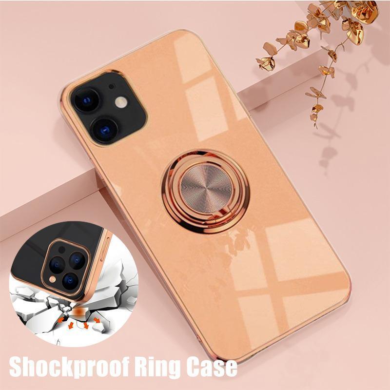 Shockproof Silicone Phone Case with Ring Stand - Peach, for iPhone 13 Pro Max - view 2