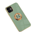 Shockproof Silicone Phone Case with Ring Stand - Sage Green, for iPhone 12