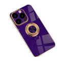 Shockproof Silicone Ring Stand Phone Case for iPhone 14 - Dark Purple