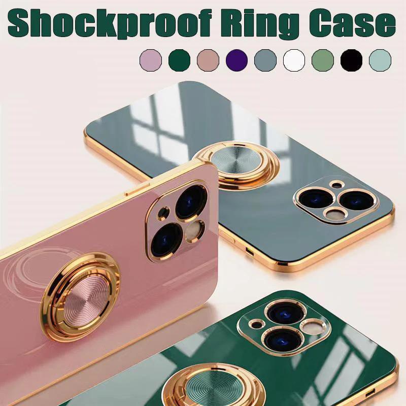 Shockproof Silicone Ring Stand Phone Case for iPhone 14 - Dark Purple - view 2
