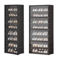 Shoe Cabinet with Transparent Doors, 8 Tier - Black, 139 x 30 x 42cm - view 3
