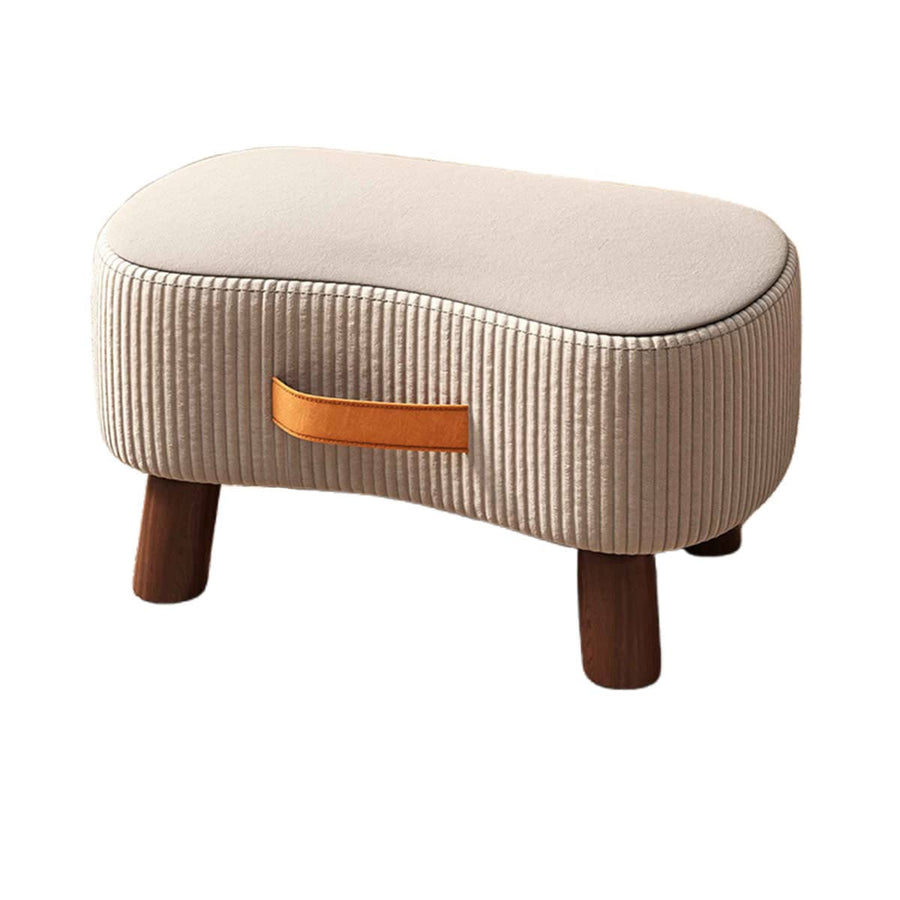 Shoe Changing Stool with Wooden Legs and Handle - Beige