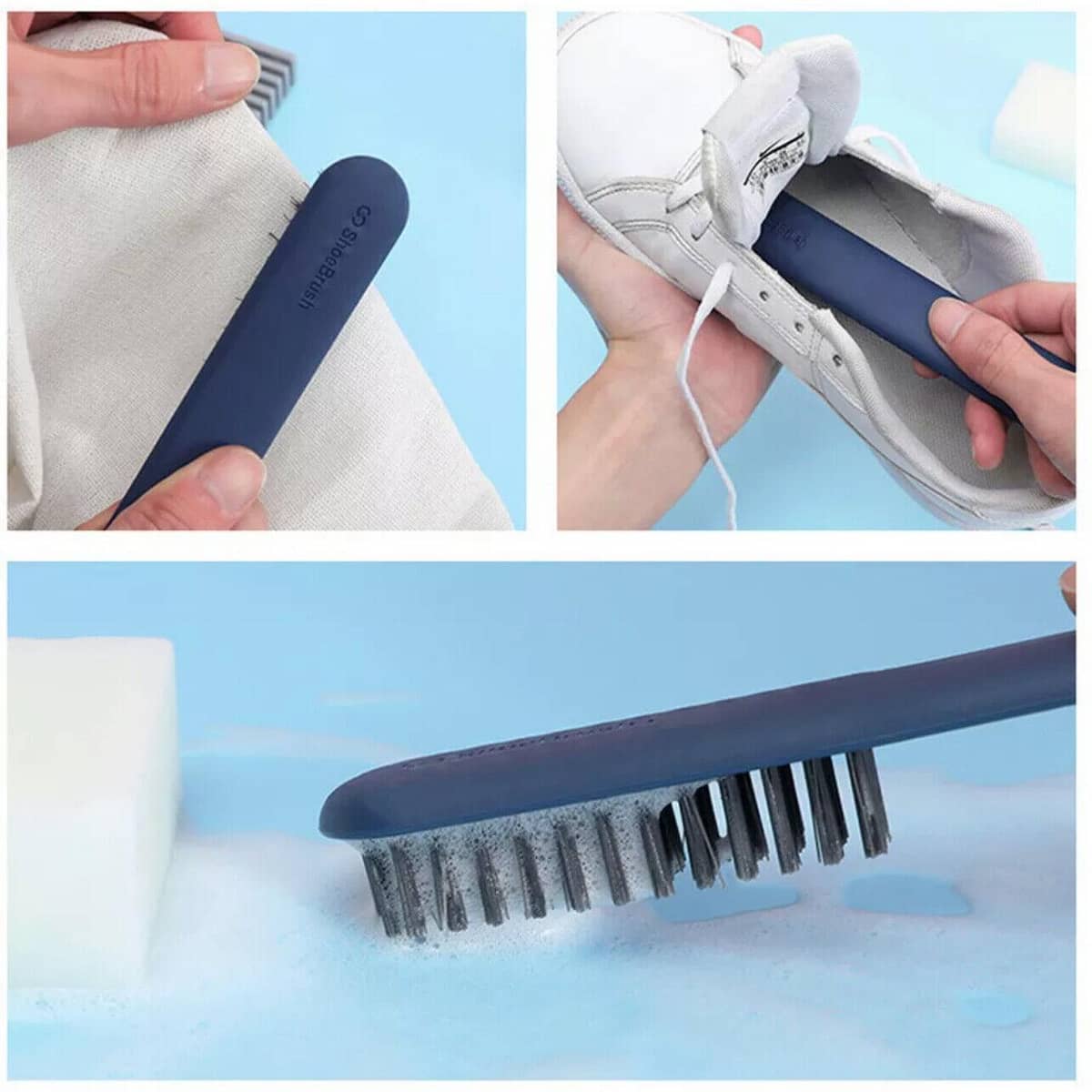 Shoe Cleaning Brush Soft Bristles Scrubbing Brush for Shoes and Clothes - Grey - view 4