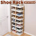 Shoe Rack 8 Tier Faux Wood Narrow Vertical Space Saving Storage for 14 Pairs